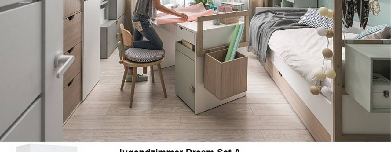 Jugendzimmer Set "Dream", QMM TraumMoebel QMM TraumMoebel Tienerkamer Hout Hout