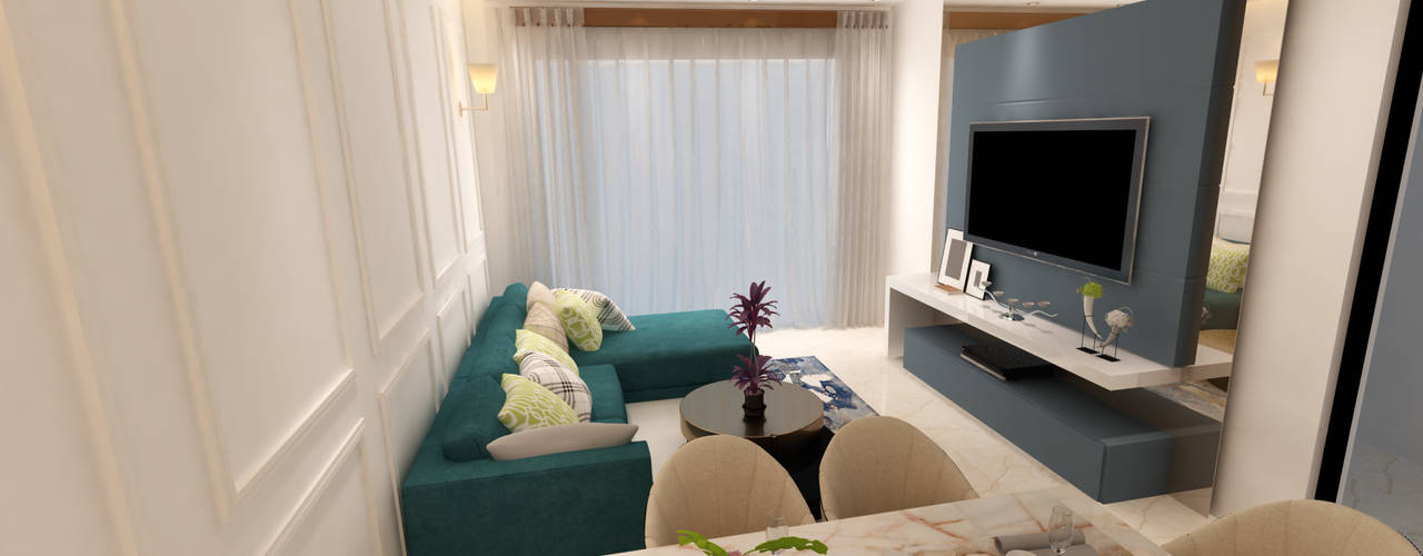 Small Villa in Lucknow , HC Designs HC Designs Modern living room Plywood