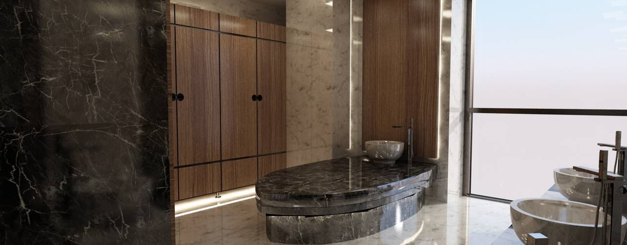 Holiday Inn - Hamam Projesi, Kut İç Mimarlık Kut İç Mimarlık Rustic style bathroom Granite