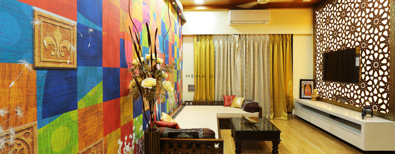 Interior Design of Mr.Abhay Milkhe's Residence , Neha Dharkar Neha Dharkar Klasyczny salon Drewno O efekcie drewna