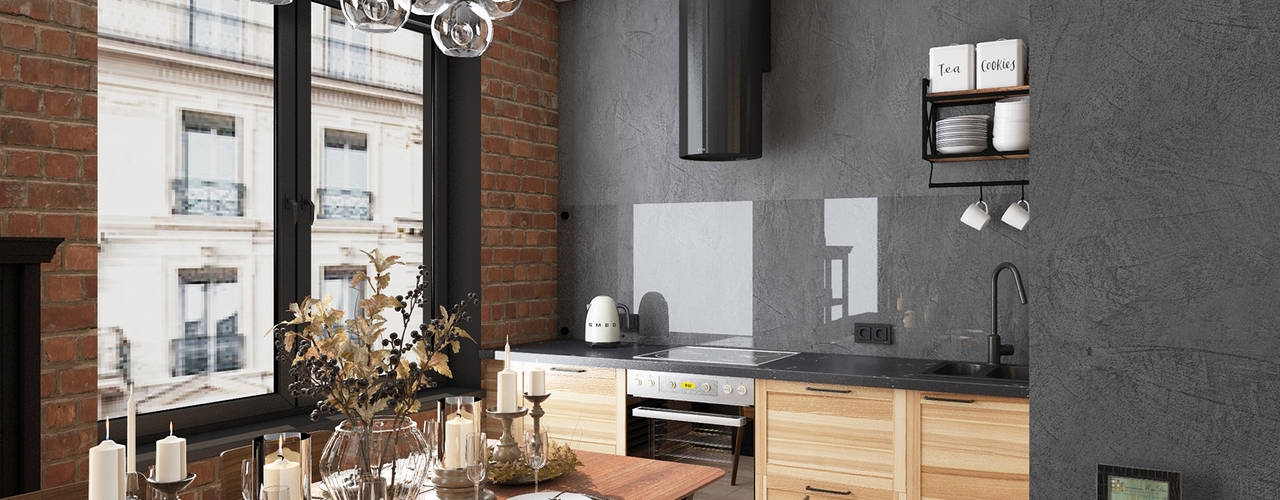 Лофт апартаменты ЖК Елагин Апарт, LEHOVA DESIGN LEHOVA DESIGN Small kitchens