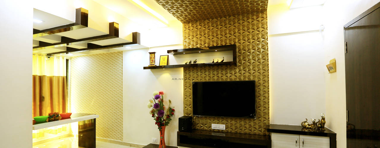 Interior Design of Mr.Santosh Patil's Residence , Neha Dharkar Neha Dharkar Ruang Keluarga Modern
