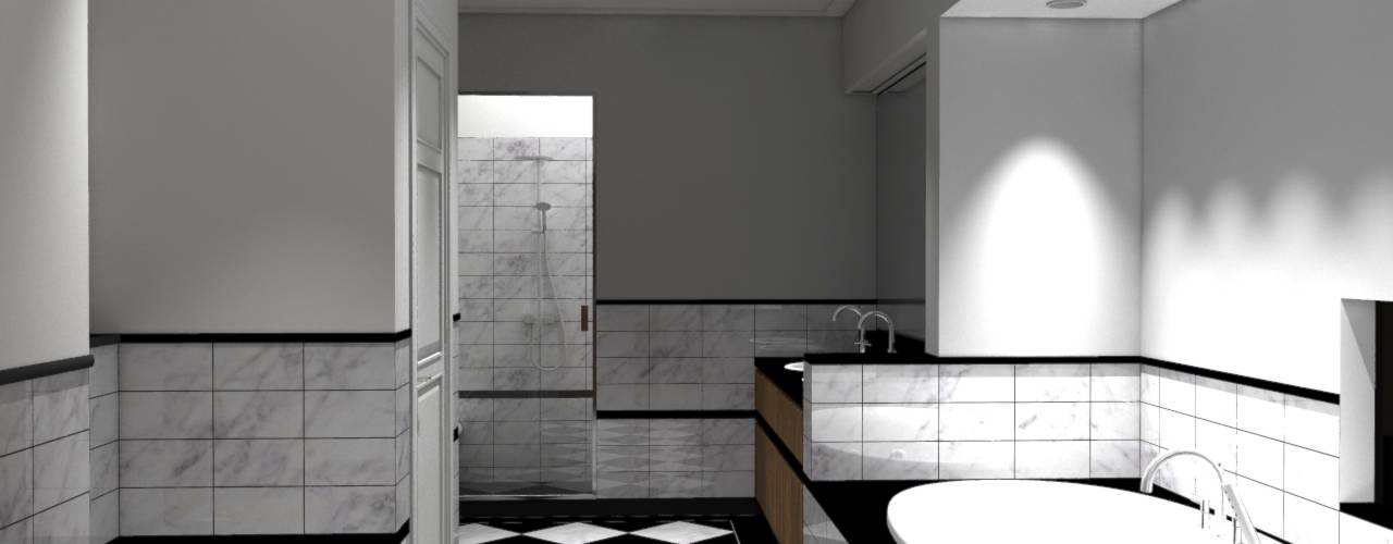ontwerpburo rob guillonard Classic style bathroom Marble Grey