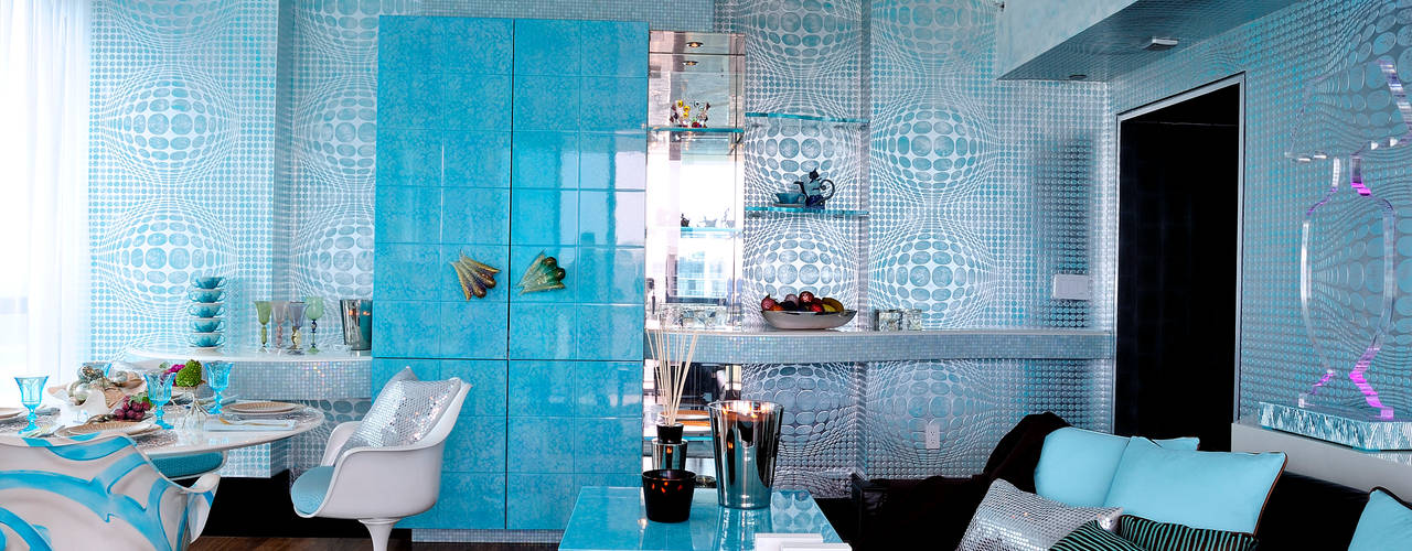 Appartamento a Miami Beach, Blu dipinto di Blu Blu dipinto di Blu Living room