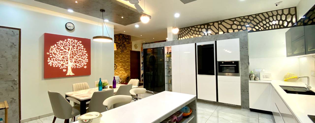 Bungalow for Dr. Shashidhar Kattimani at Ghatprabha, Karnataka, A B Design Studio A B Design Studio Eclectic style kitchen