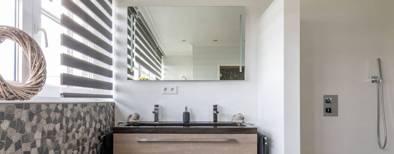 Badkamer met een speelse twist van mozaïek, Maxaro Maxaro 現代浴室設計點子、靈感&圖片 花崗岩