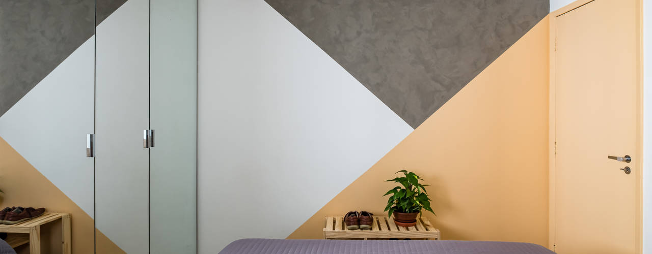 Apartamento Compacto para aluguel em tons neutros sem perder a personalidade, Studio Elã Studio Elã Quartos pequenos Concreto