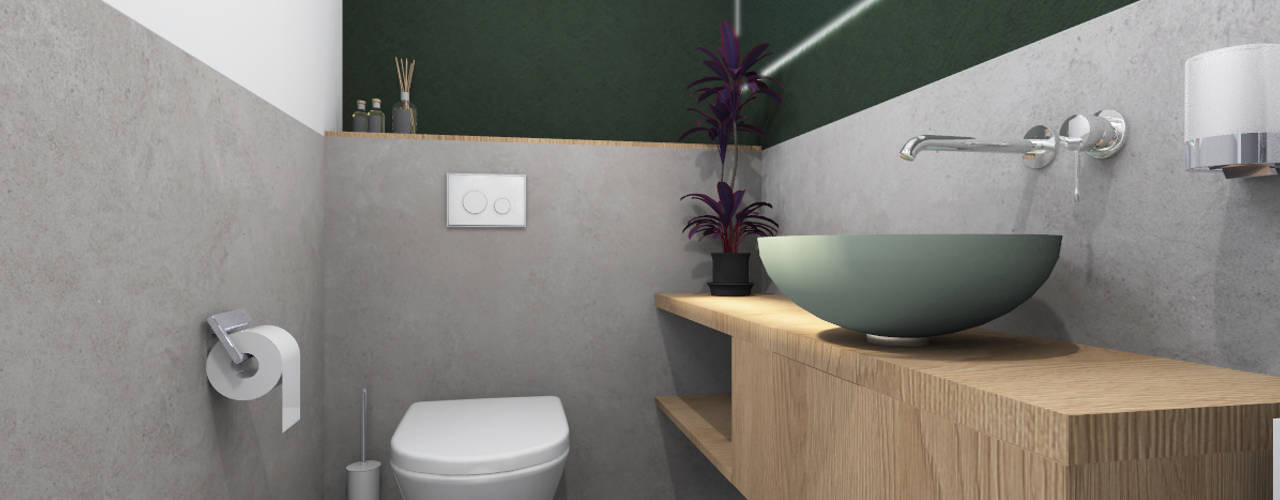 Das etwas andere Gäste WC!, Baddesign Tanja Maier Baddesign Tanja Maier Ausgefallene Badezimmer Holz Grün