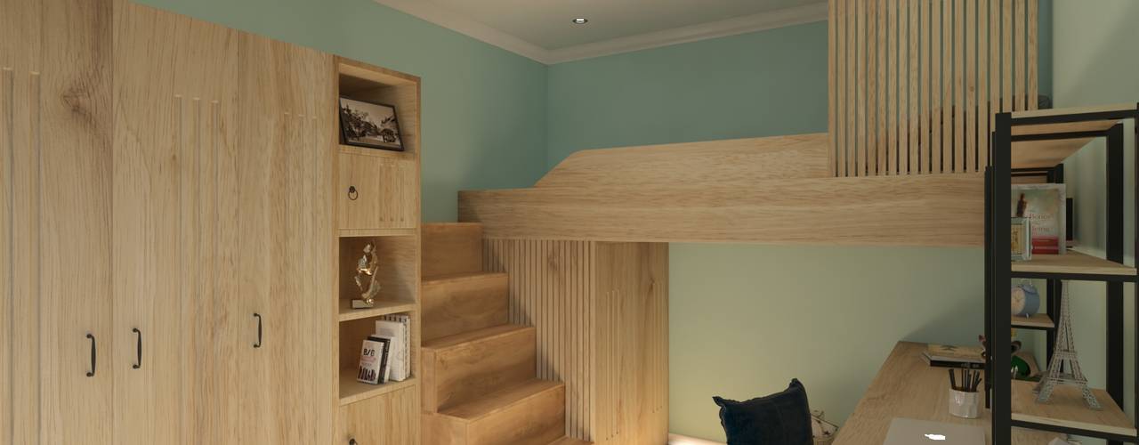 Genç Odası Tasarımı Yeşil Aks Mimarlık Modern Çocuk Odası Ahşap Ahşap rengi çocuk odası, çocuk odası tasarımı, genç odası, genç odası tasarımı, mobilya, ahşap, ahşap mobilya, kişiye özel tasarım, yatak odası, yatak odası tasarımı, yatak mobilyası, dolap tasarımı, kitaplık tasarımı, raf tasarımı, çalışma masası tasarımı, pencere tasarımı, istanbul, avcılar