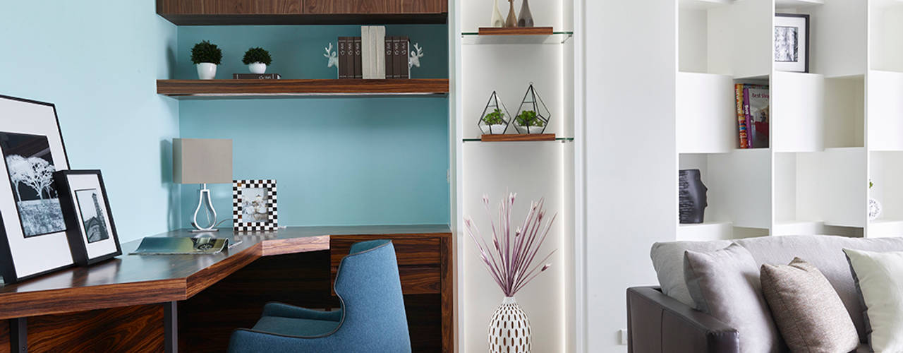 湛藍伴佐綠意 自然悠閒的單身美居, 法柏室內裝修設計 法柏室內裝修設計 客廳 Blue