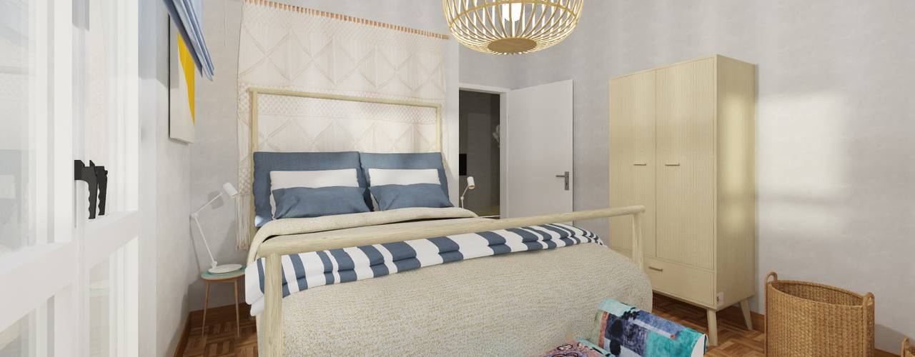 Progettazione online: casa in stile scandinavo vista mare con accenti di colore, Arch. Sara Pizzo – Studio 1881 Arch. Sara Pizzo – Studio 1881 Small bedroom