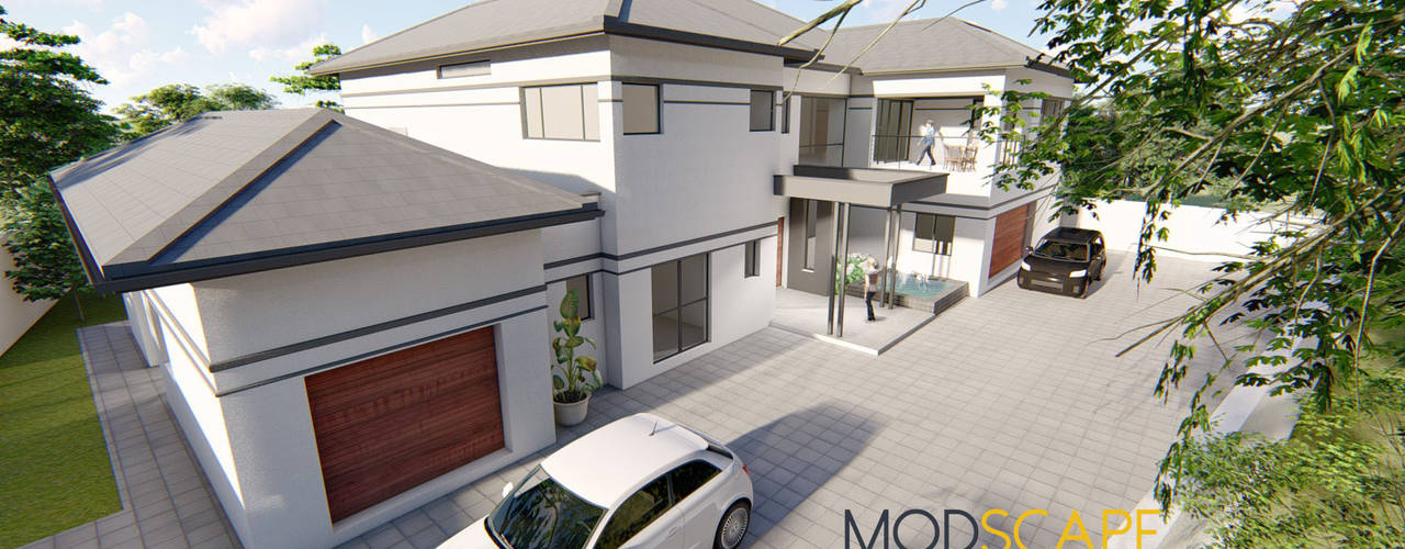 A Modern House Design in Kyalami, Johannesburg, Modscape Architects Modscape Architects Casas modernas