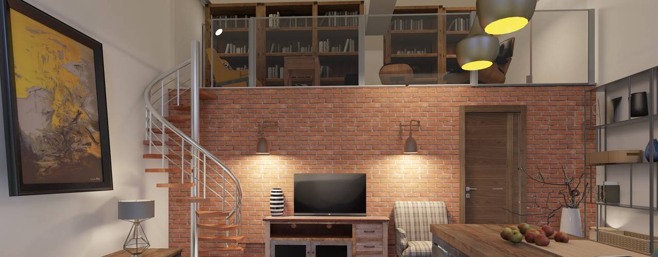 Loft style apartment, Somerset, Digital interior designer Digital interior designer Endüstriyel Oturma Odası