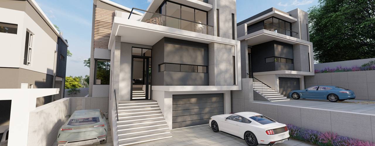 Ultra modern townhouse complex, FRANCOIS MARAIS ARCHITECTS FRANCOIS MARAIS ARCHITECTS Modern houses