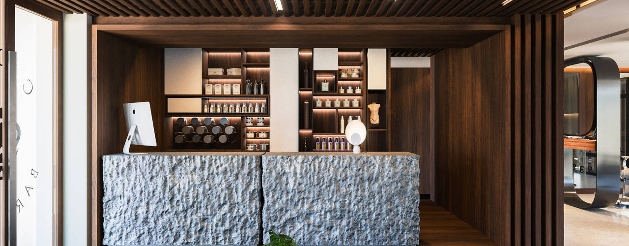 Crown Barber Shop, Diamante Arquitectura Diamante Arquitectura 지중해스타일 복도, 현관 & 계단