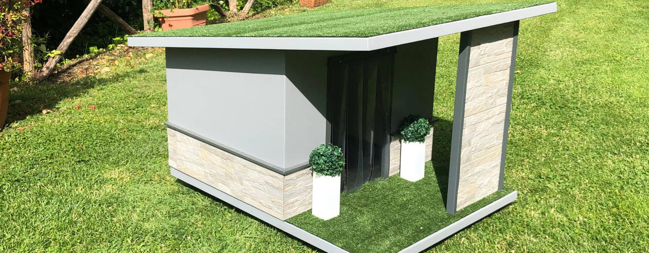 Cuccia moderna da giardino artigianale - Stone, Pet House Design® Pet House Design® Jardins de pedras Madeira Acabamento em madeira