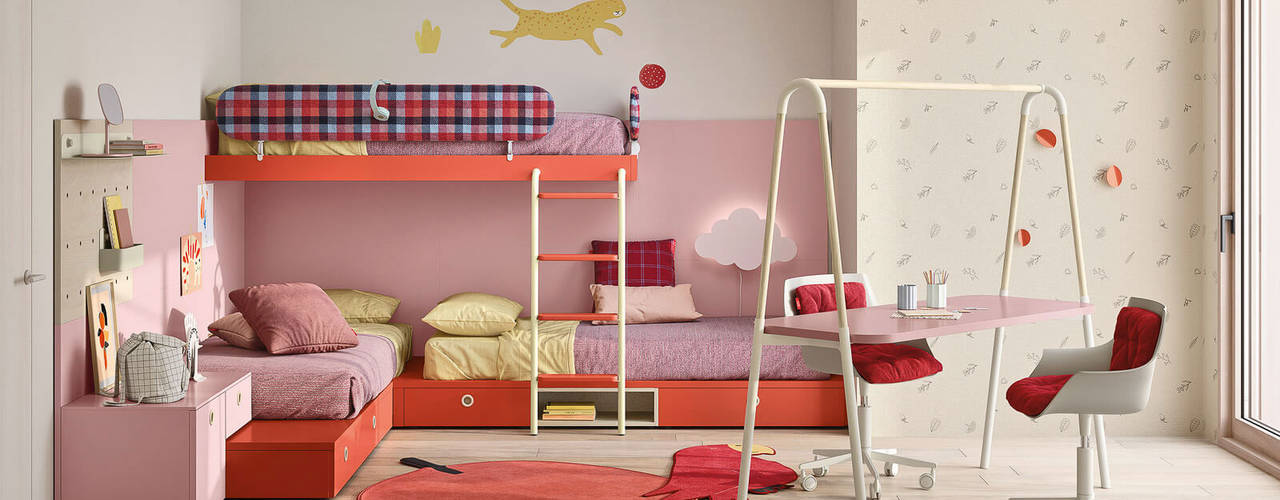 Progettazione cameretta bambini - camera ragazzi, TopArredi TopArredi Camera da letto moderna Legno composito Trasparente