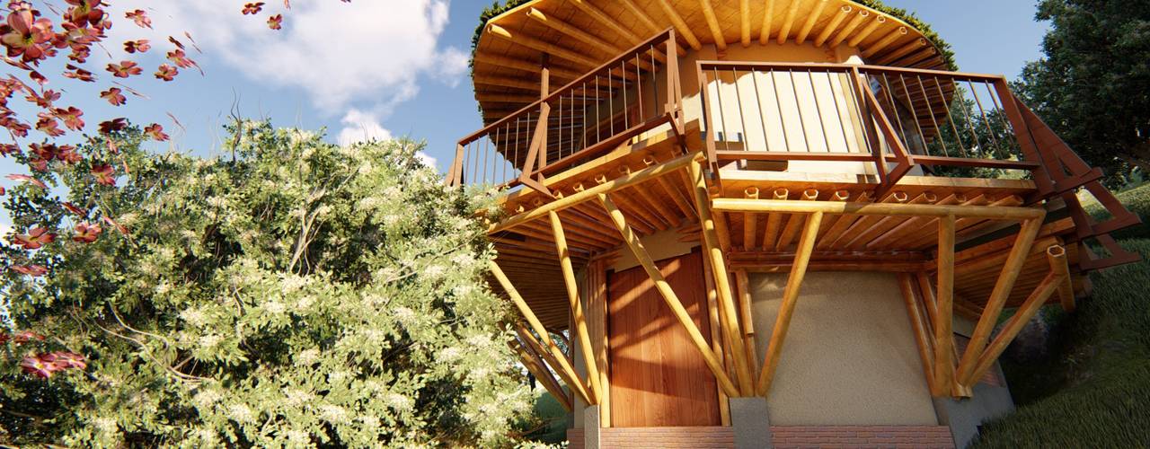 Edificio Bahaoa - Akashaja: Yoga y desarrollo humano, IMZA Arquitectura IMZA Arquitectura Rumah pasif Bambu Green