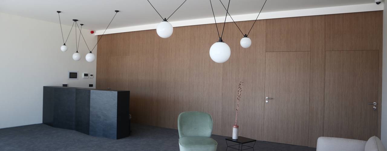 Projecto de arquitectura de interiores , MERA ATELIER MERA ATELIER Espaços de trabalho minimalistas Têxtil Ambar/dourado