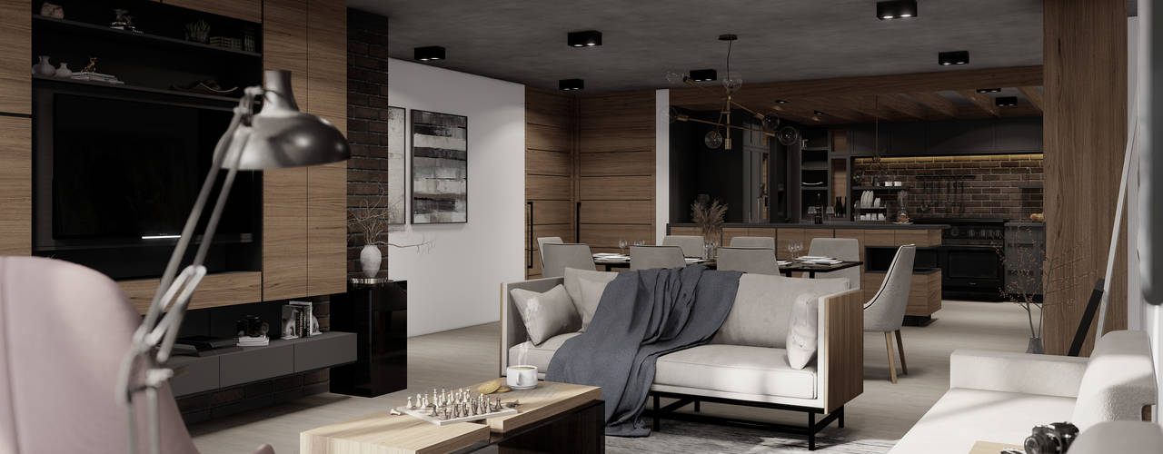 Apartamento AC- G8, HC Arquitecto HC Arquitecto Industrial style living room Wood Wood effect