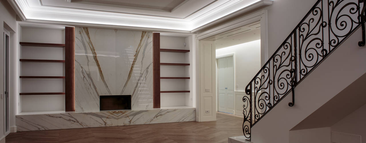 Supply of the luxury bespoke furniture for a private residence in Milan, Tognini Bespoke Furniture Tognini Bespoke Furniture Modern living room Marble