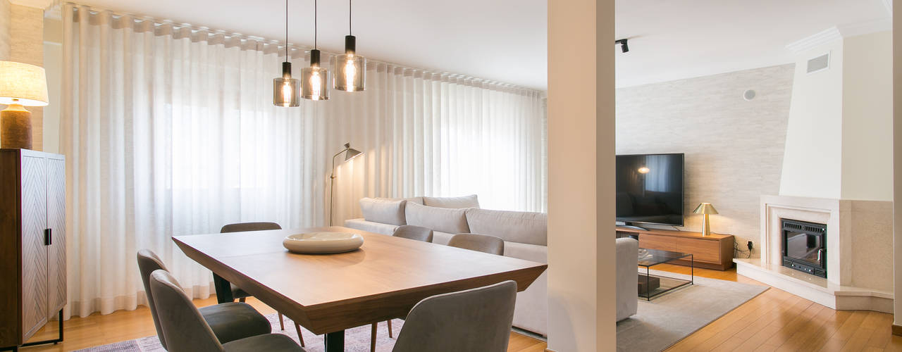 Sala & Suite | Loures, Traço Magenta - Design de Interiores Traço Magenta - Design de Interiores Salas de estar modernas