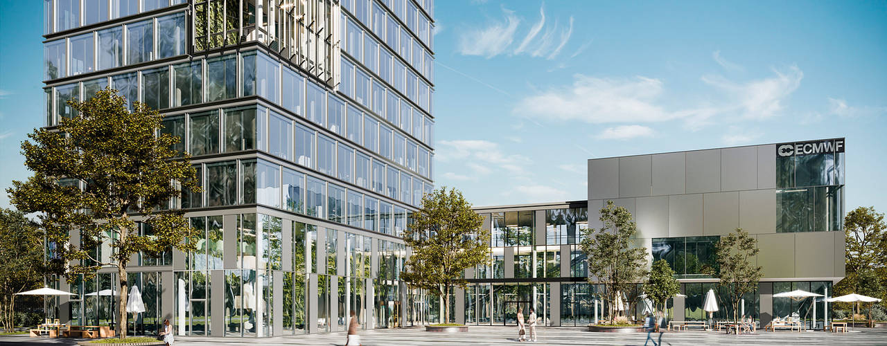 Architectural visualization of the European Center for Medium-Range Weather Forecasts (ECMWF) in Bonn, Render Vision Render Vision
