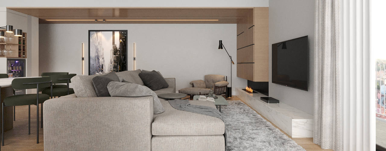 LOTUS LIVING MIRA FLORES, Amanda Neves Redesign Projetos Amanda Neves Redesign Projetos Salas de estar modernas