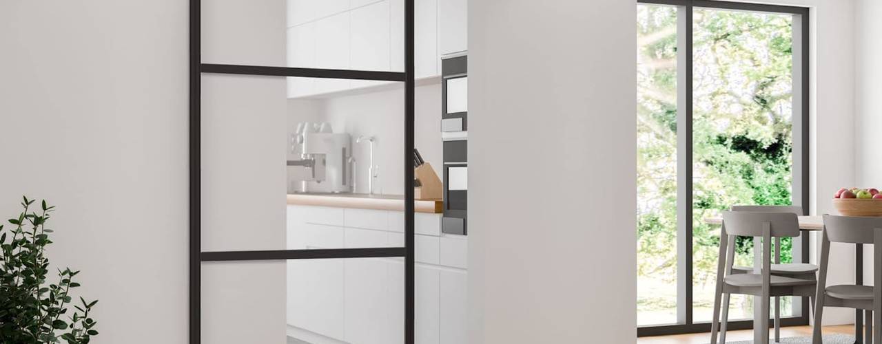 Glass Sliding Door, Press profile homify Press profile homify Laundry room