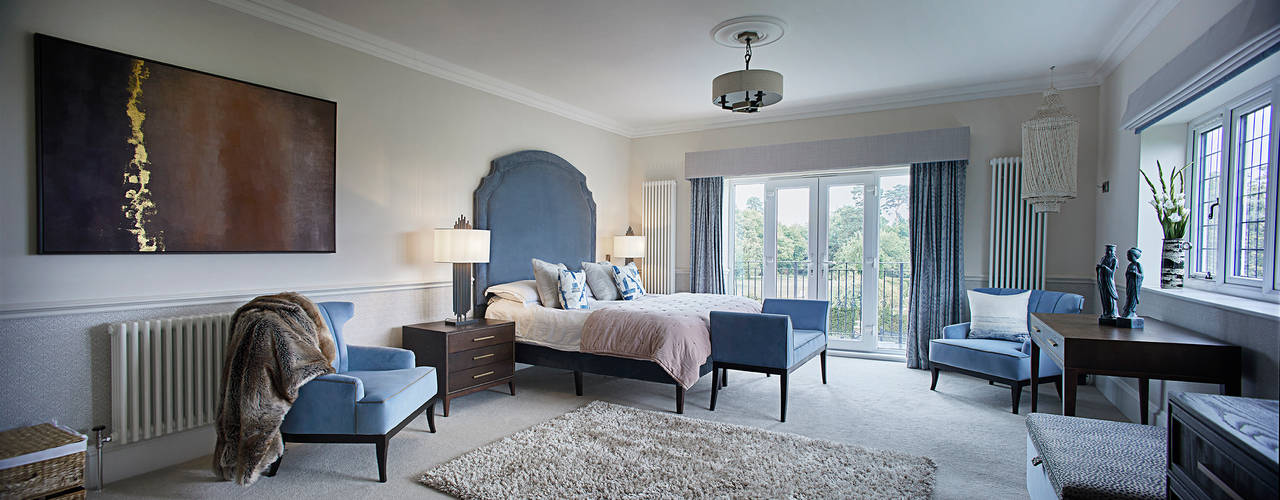 Relocating to the Country, Niki Schafer Interior Design Niki Schafer Interior Design Master bedroom Blue