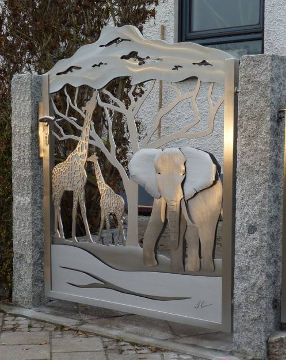 Artistic Gates Edelstahl Atelier Crouse: Jardins modernos