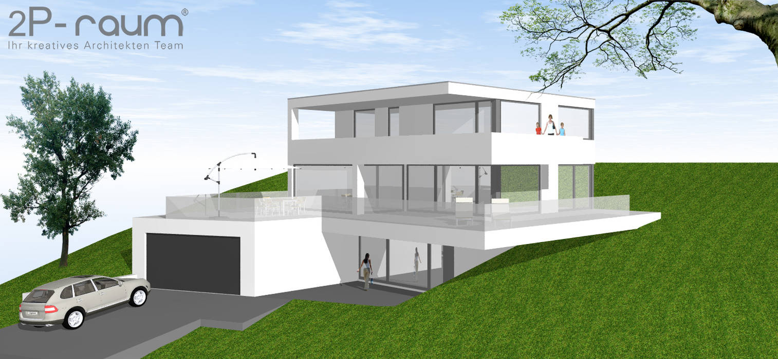 Bauhaus Villa am Hang, 2P-raum® Architekten 2P-raum® Architekten Moderne Häuser