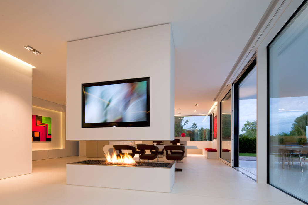 Moderne Villa im Bauhausstil, HI-MACS® HI-MACS® Modern living room