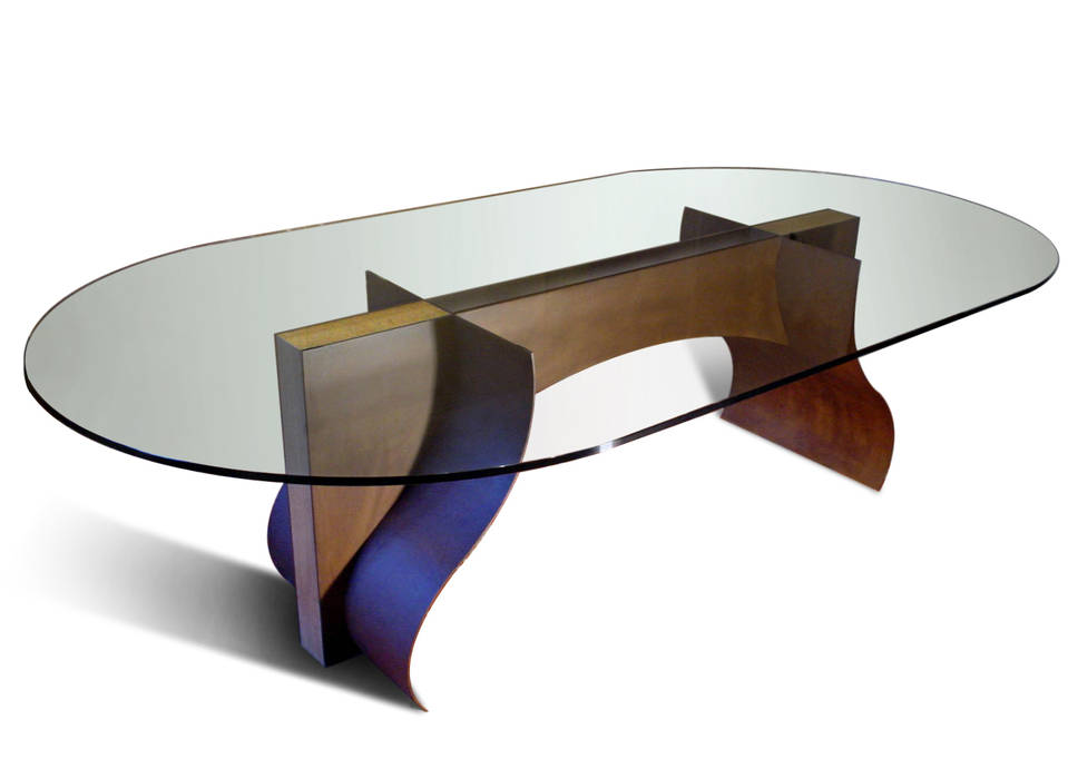 LOIRA - Mesa de comedor ovalada GONZALO DE SALAS Comedores de estilo moderno mesa comedor,mesa ovalada,mesa de cristal,acero corten,mesa de acero,mesa de diseño,mesa moderna,Mesas