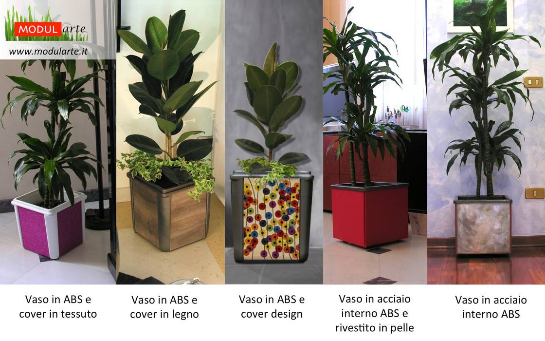 VASI PER INTERNI CON RIVESTIMENTO PERSONALIZZATO, Modularte Srl Modularte Srl حديقة داخلية Interior landscaping