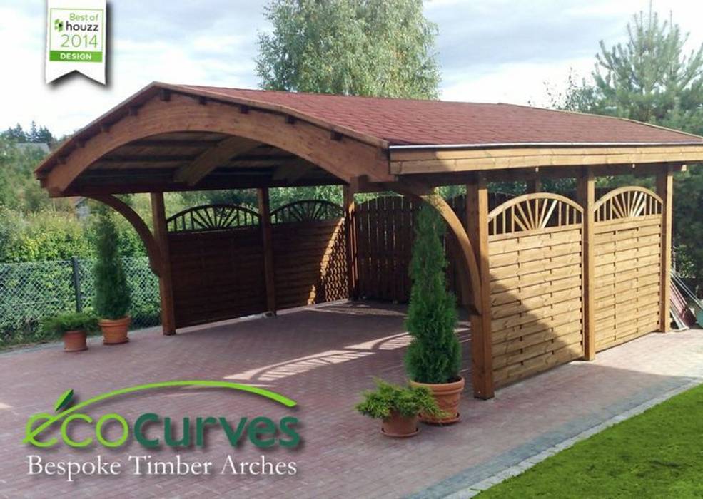 Carports using glulam curves EcoCurves - Bespoke Glulam Timber Arches Garten