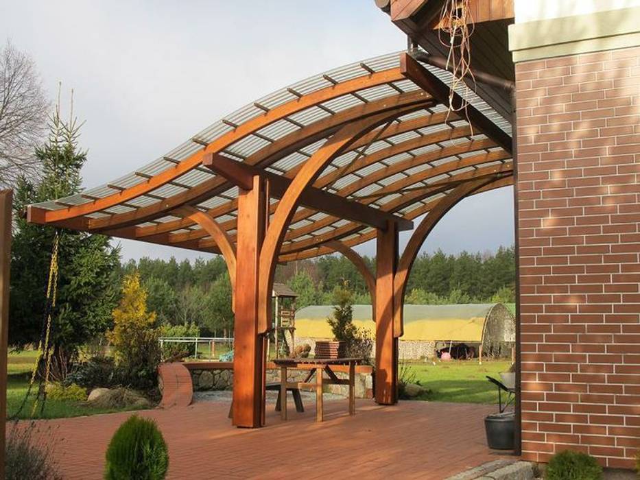 ​S-line Pergola EcoCurves - Bespoke Glulam Timber Arches Garten