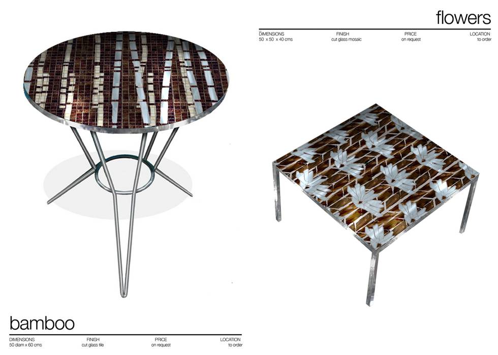 NEST AND SIDE TABLES, Martin Brown Mosaics Martin Brown Mosaics Comedores de estilo moderno Mesas