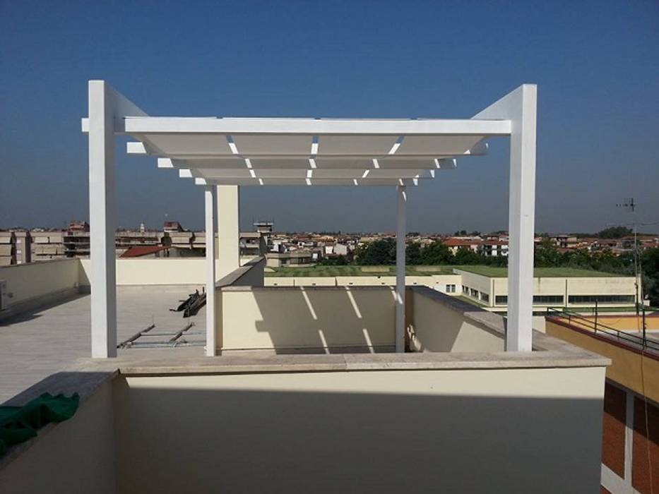 Pergolato con teli Bianco RicreArt - Italmaxitetto Giardino moderno Cielo,Ombra,Architettura,Progettazione urbana,Edificio,Apparecchio,Rettangolo,Immobiliare,Materiale composito,Tetto