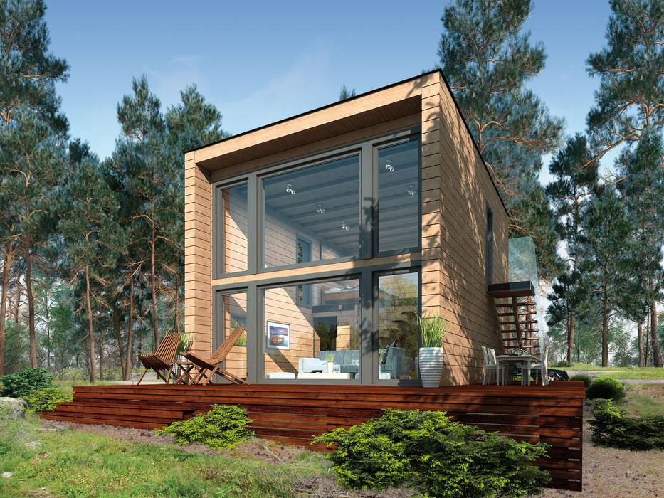 Moderner Holzhaus Bausatz: "KUBU", THULE Blockhaus GmbH - Ihr Fertigbausatz für ein Holzhaus THULE Blockhaus GmbH - Ihr Fertigbausatz für ein Holzhaus Log cabin