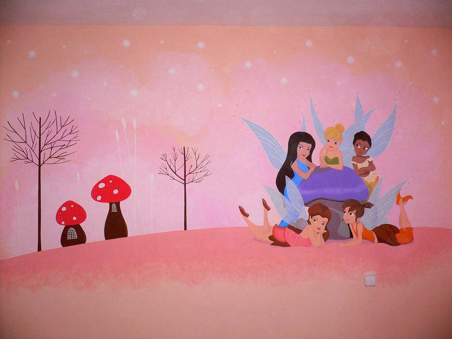 Mural infantil con los personajes de la película Fairies MURALES MARAVILLOSOS Habitaciones de niños
