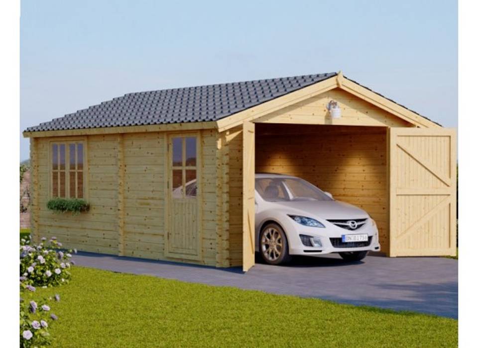 Holzgarage 400 x 600 44 mm, 24 m² pineca group skandinavische garagen