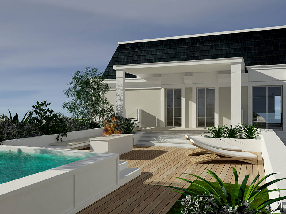 homify Colonial style balcony, porch & terrace