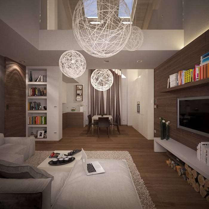 Modern Living + Kitchen, Giovanni Baschetti Architetto Giovanni Baschetti Architetto Oturma Odası
