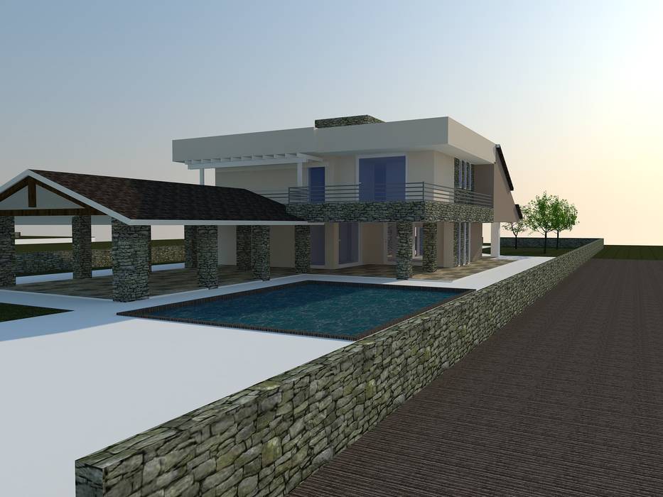 Progetto villa singola: giardino in stile in stile moderno di ... Villa moderna progetto