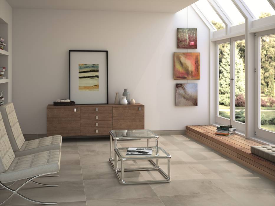 Advance Grey Concrete Effect Floor Tiles homify Dinding & Lantai Modern Tiles
