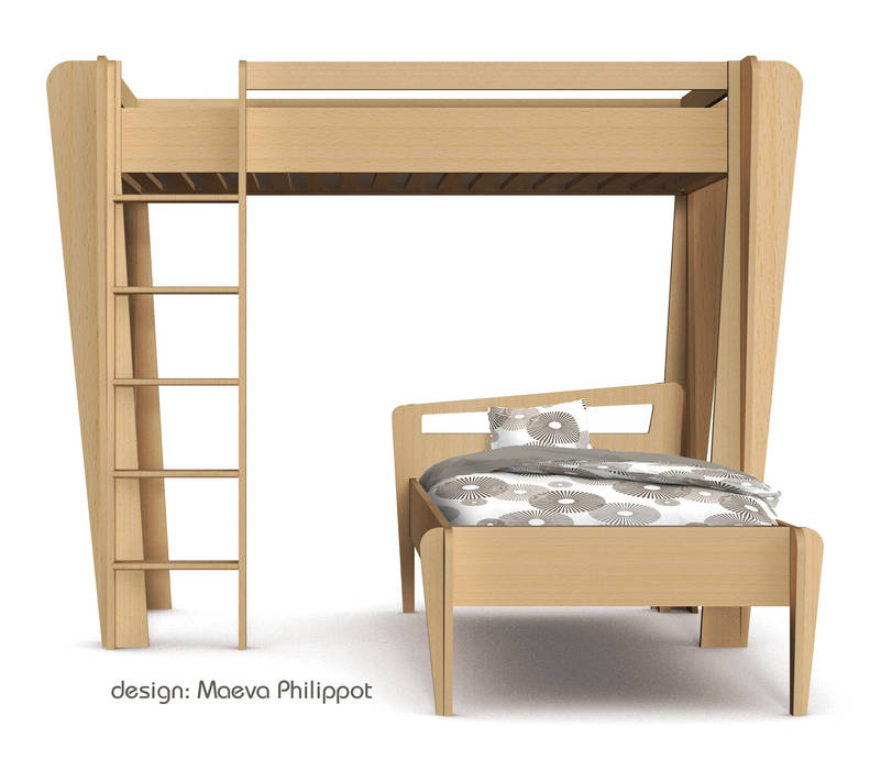 Lit mezzanine TrapèZe de ZineZoé, ZineZoé ZineZoé Chambre d'enfant scandinave Penderies et commodes