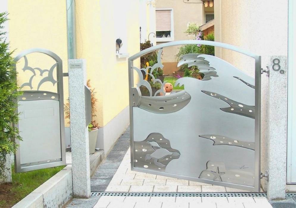 3D Stainless Steel Gates Edelstahl Atelier Crouse: Vườn phong cách hiện đại