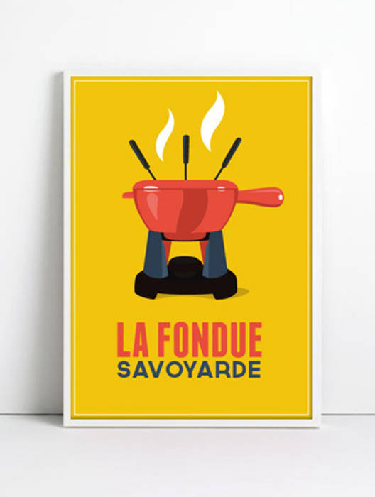 Affiche La fondue (jaune) CosyNEVE Couloir, entrée, escaliers originaux Accessoires & décorations