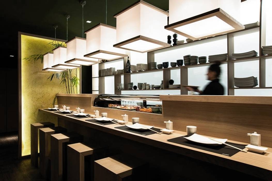 JAPIT - Sushi Bar, Ernesto Fusco Interior Designer Ernesto Fusco Interior Designer Spazi commerciali Lino Rosa Negozi & Locali Commerciali